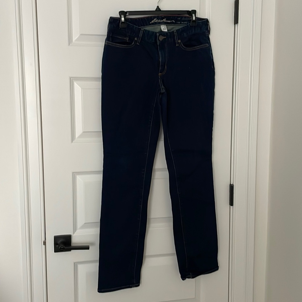 Eddie Bauer straight fit dark denim jeans
